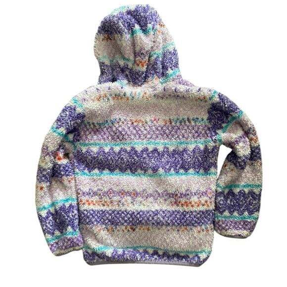 Eddie Bauer Quest Fleece Plush Hooded Jacket Girls XS 5 6 Purple White Fair Isle - Picture 6 of 12